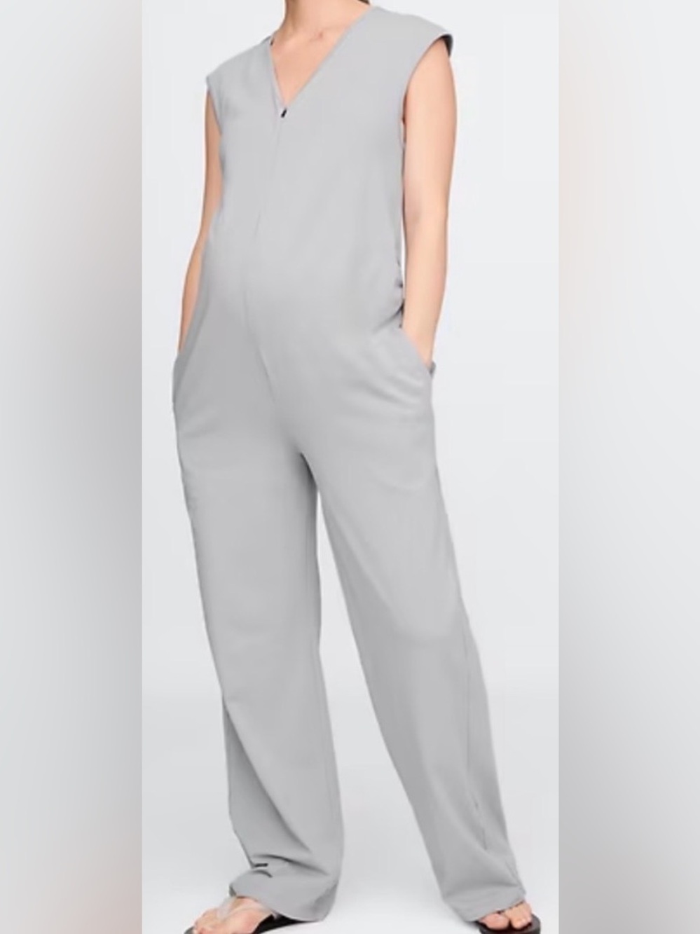 GAP Maternity V-Neck Jumpsuit, Light Grey, sz M